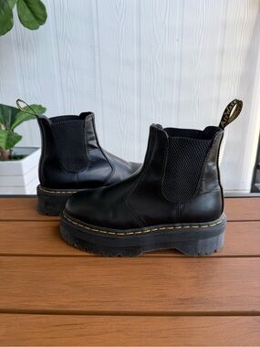 Dr. Martens Black Leather Platform Chelsea Boots